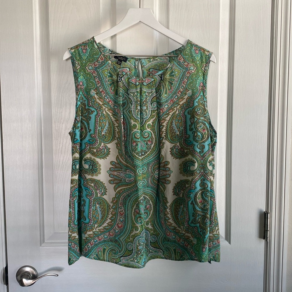 Talbots Womens Multicolored Gathered Rounded Neck Sleeveless Top Size 22WP